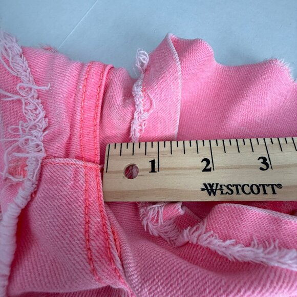 Hollister Wmn’s Neon Pink Micro Mini Denim Shorts Distressed Hem Jean | Sz 29x9 - Picture 17 of 17